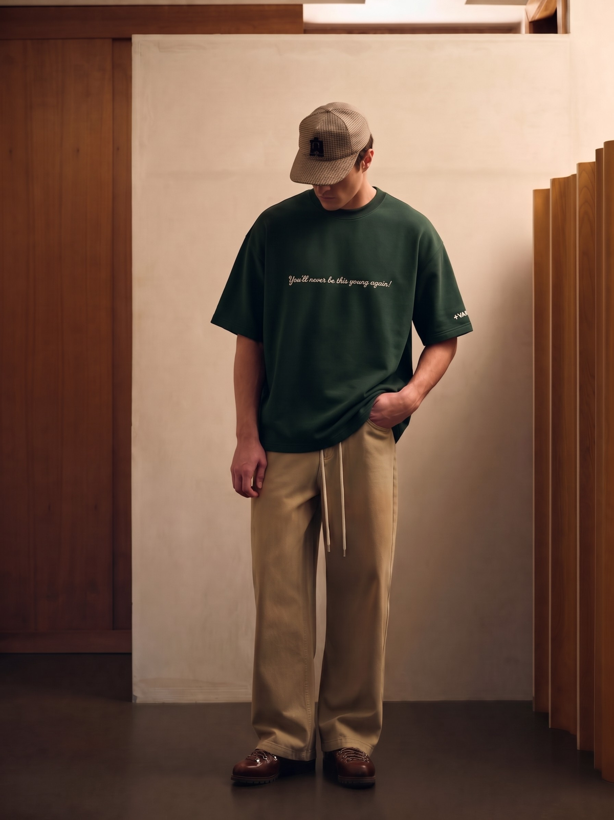 The Golden Days Oversized T-Shirt - Embroidered (Olive Green)