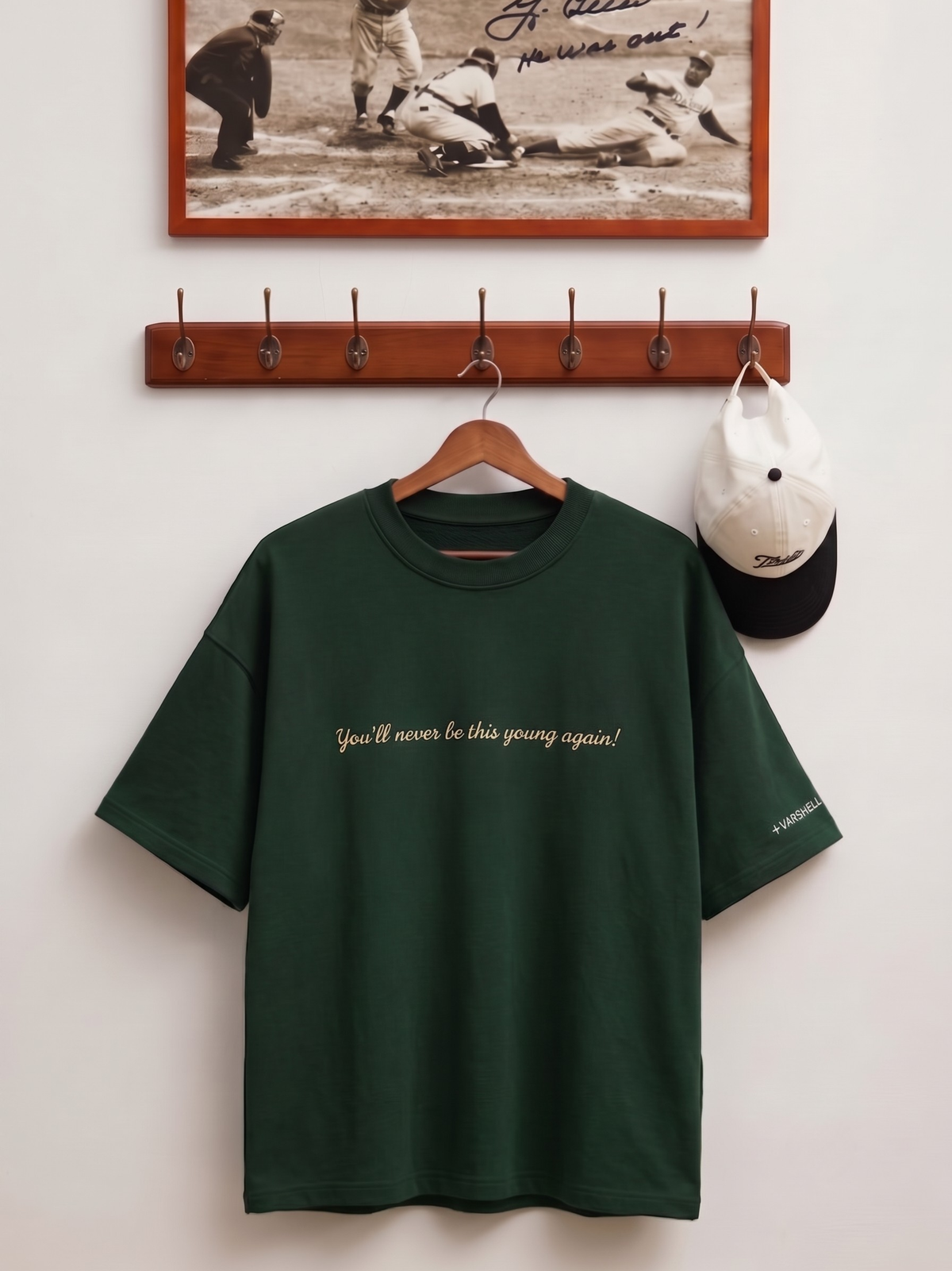 The Golden Days Oversized T-Shirt - Embroidered (Olive Green)