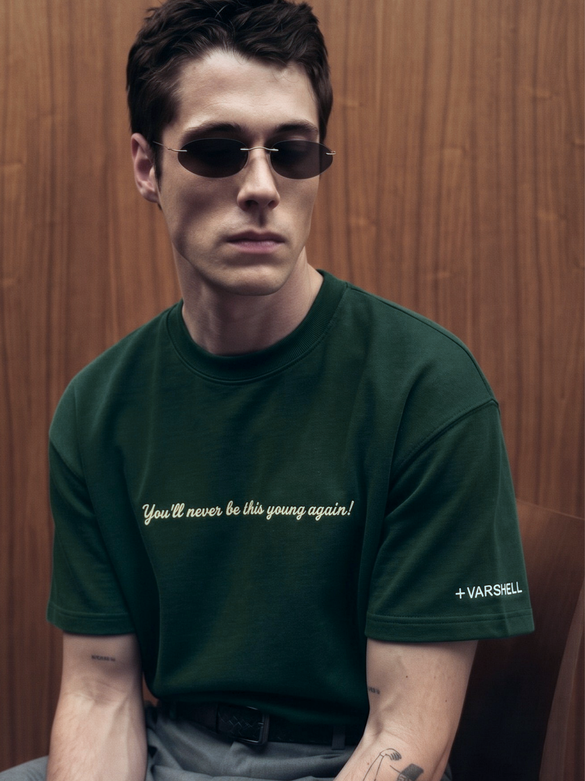 The Golden Days Oversized T-Shirt - Embroidered (Olive Green)