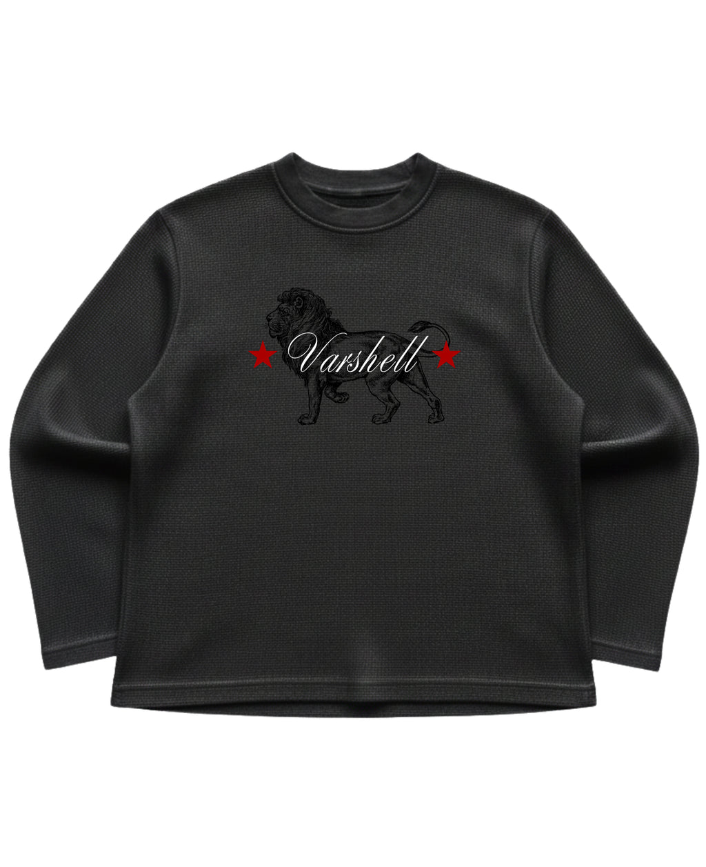 Black waffle knit oversized full-sleeve Front Design