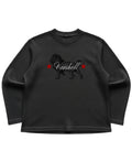 Black waffle knit oversized full-sleeve Front Design