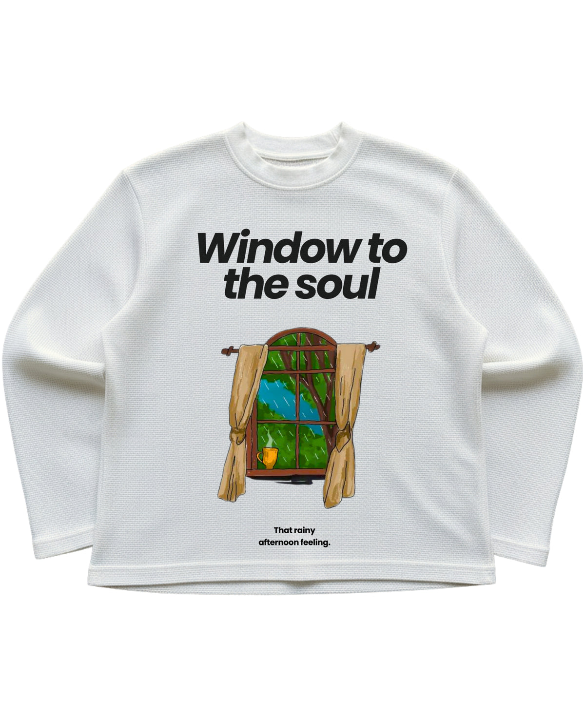 Off-white waffle knit oversized full-sleeve Front Design