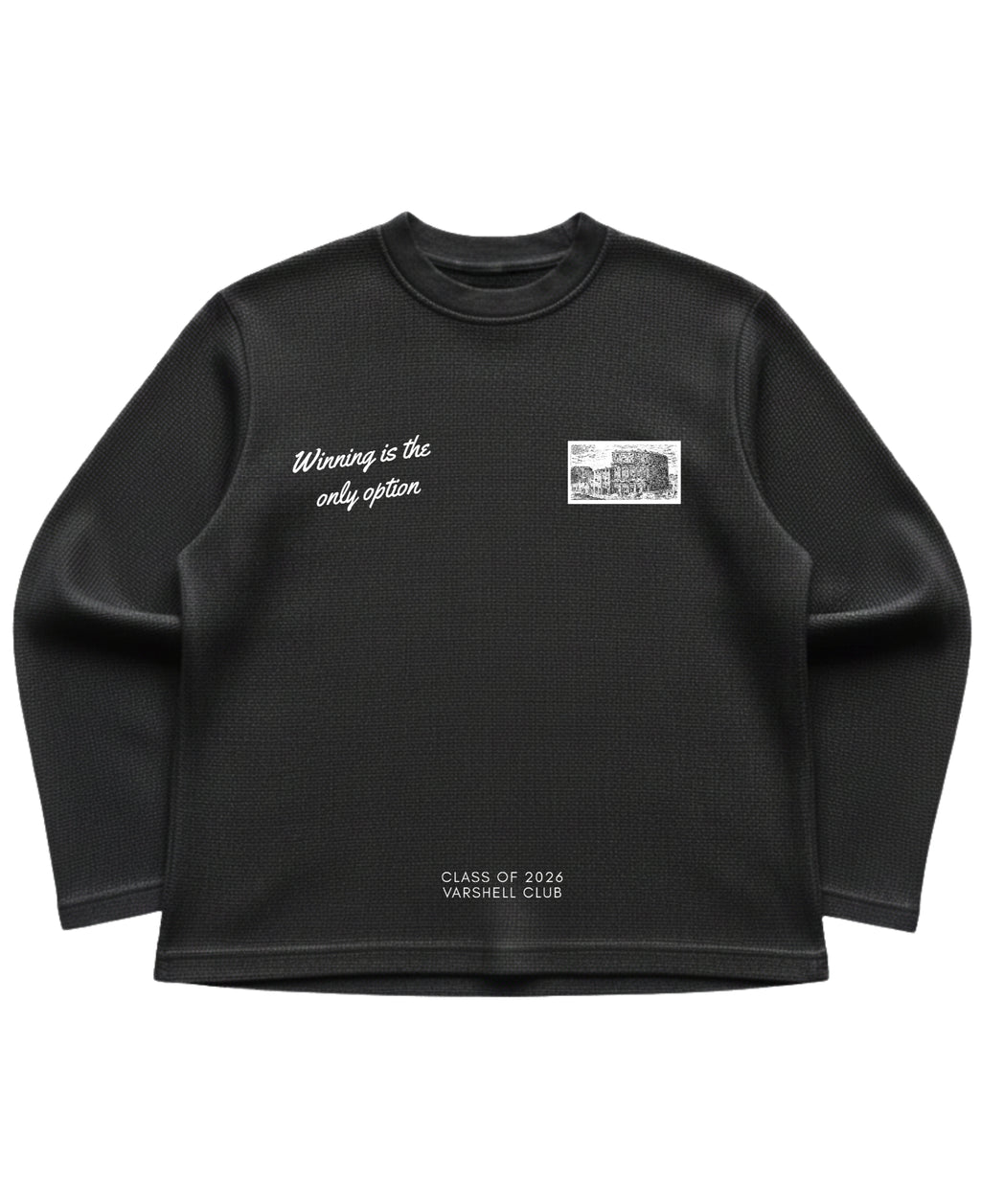 Black waffle knit oversized full-sleeve Front Design